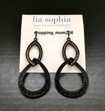Lia Sophia "Megawatt" Hematite Tone w/Cut Crystals Earrings RV$50
