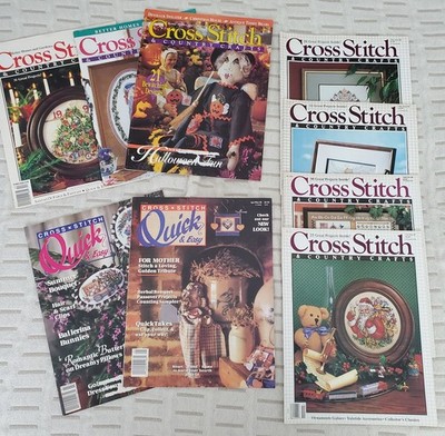 Lot of 9 Cross Stitch Magazines Quick Easy & Country Crafts 80's & 90's