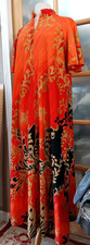 Vintage House Dress Paisley Long Mod 60s 70s MuuMuu Floral Sz L Orange Black