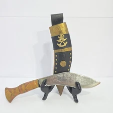 Vintage Nepalese Gurkha Kukri Knife with Sheath 9” Engraved Blade 