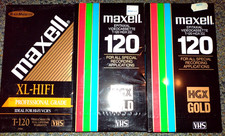 3 Maxell Video Cassette Sealed Brand New HGX-Gold 120 XL-HIFI VHS Blank Tapes