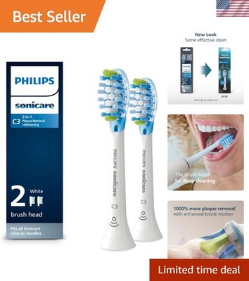 Philips Sonicare C3 Two-in-One Brush Heads - 2 Pack for Ultimate Plaque Control