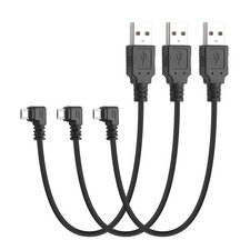 3 Pack 90 Degree Micro USB Short Cable Right Angle USB A 2.0 Male Fits 0.25m