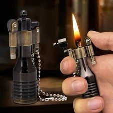 Retro Style Grinding Wheel Kerosene Lighter Metal Keychain Lighters Wine Bottle 