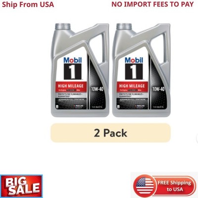 (2 pack) Mobil 1 High Mileage Full Synthetic Motor Oil 10W-40, 5 Quart New