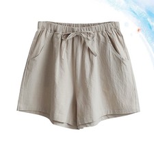  1 pezzo di pantaloncini in cotone e lino da donna, pantaloni estivi larghi e