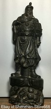 15,2" Altes China Ebony Holz Carving Stand Guan Gong Yu Statue
