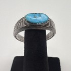 Sterling Silver Oval Blue Turquoise Bezel-Set Ring Size 10  5.42g — photo 1