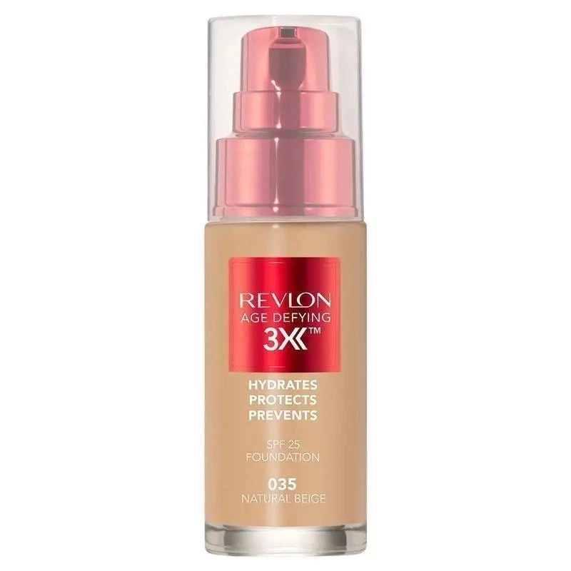 Revlon Age Defying 3X Foundation 035 Natural Beige Anti-aging SPF 25 Vita E 1Pc - Image 2 of 4