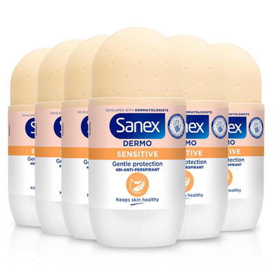 Dermo Sensitive Roll on Antitranspirant 50 Ml 6Er-Pack, Deodorant Für Empfindlic