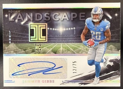 Jahmyr Gibbs 2023 Impeccable #RLA-JG Rookie Landscape Silver 12/75 Auto RC Lions
