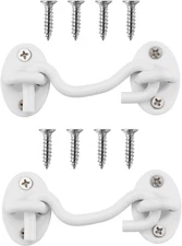 2 Pack 3 Inch Hook and Eye Latch for Door White Barn Door Lock Latch Heavy Duty