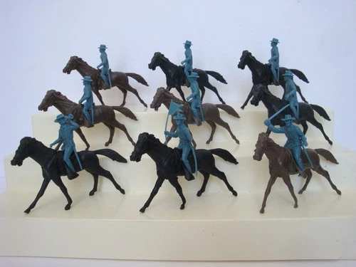 Marx Little Big Horn / Ft Apache / Complete Set of 9 Mounted US Cavalry w/Horses