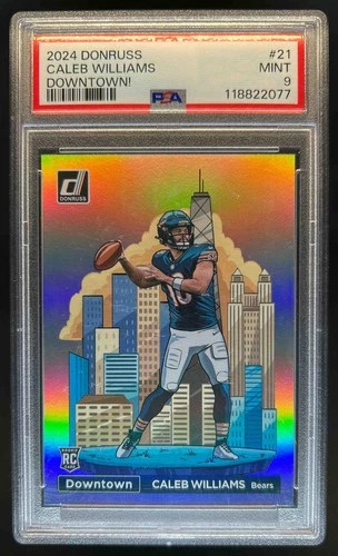 2024 Panini Donruss Caleb Williams Downtown! SSP RC Rookie #21 Bears PSA 9