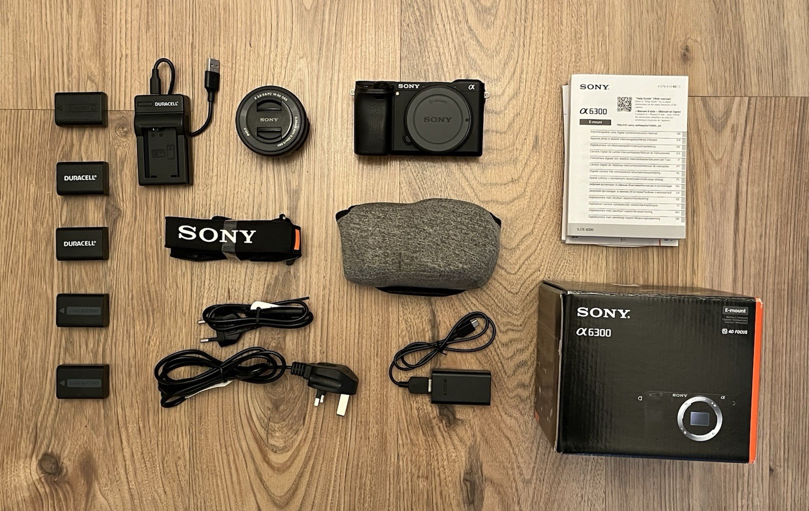 Sony A6300 Mirrorless Camera with 16-50mm Lens. Boxed With 5 Batteries