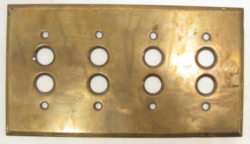 Antique 4 Gang Push Button Light Switch Cover Plate Brass Vintage Quad Old - Picture 2 of 6