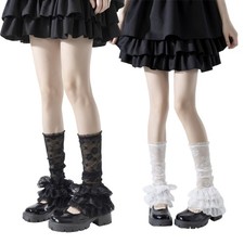 Mesh Leg Sleeve Knee Highs Socks Baggy Cuff Leg Cover Ruffle Lace Leg Warmers
