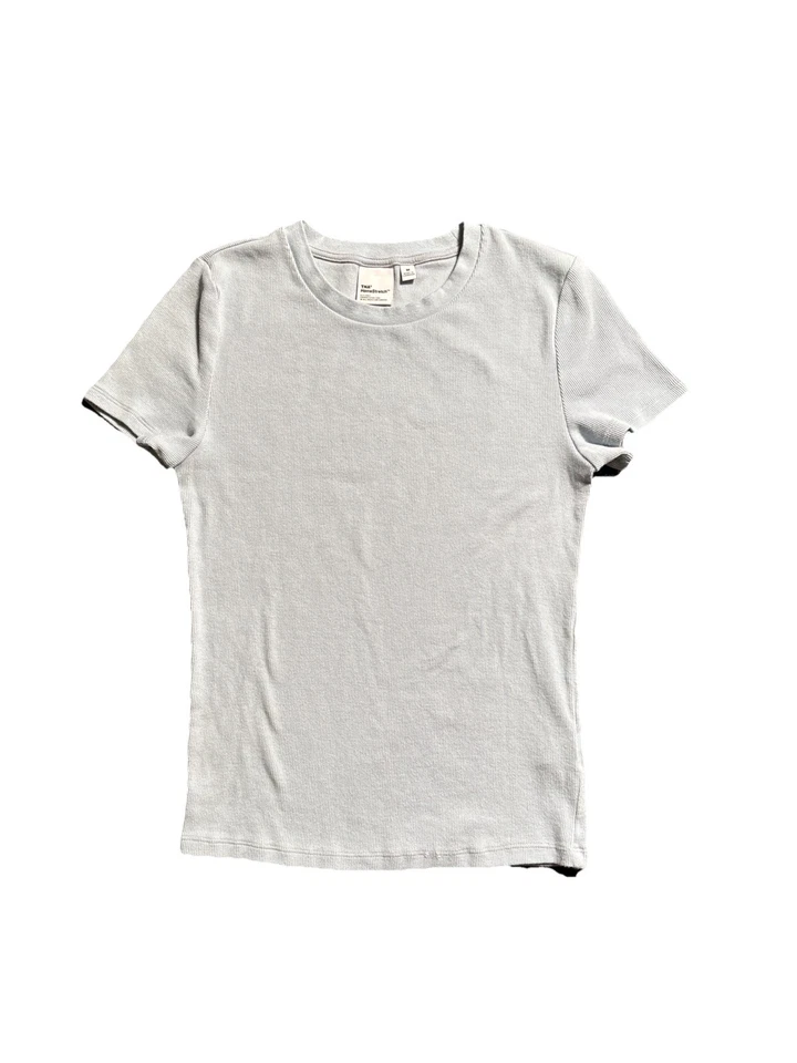 Camiseta Aritzia TNA Homestretch Rib Crew M Azul Claro DEFECTUOSA Foto 4 de 4