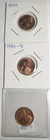 1951 PDS Lincoln Wheat Red Cent Uncirculated 3 Coin Set