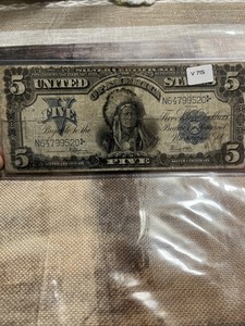 1899 Fine $5 Indian Chief Five Dollar Silver Certificate Circulated VF Condition