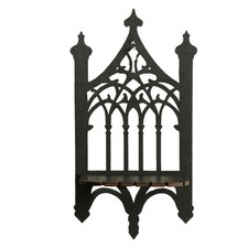 Black Wooden Gothic Fence Type Wall-Hung Shelf  Furnishing8528