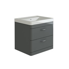 Image of Acorn 500mm Wall Hung Bath Vanity Unit Ceramic Basin Pre Assembled Anthracite