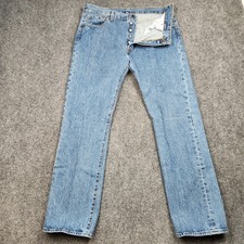 Levis 501 Jeans Mens 36x32 Blue Medium Wash Button Fly Straight Leg Denim Casual