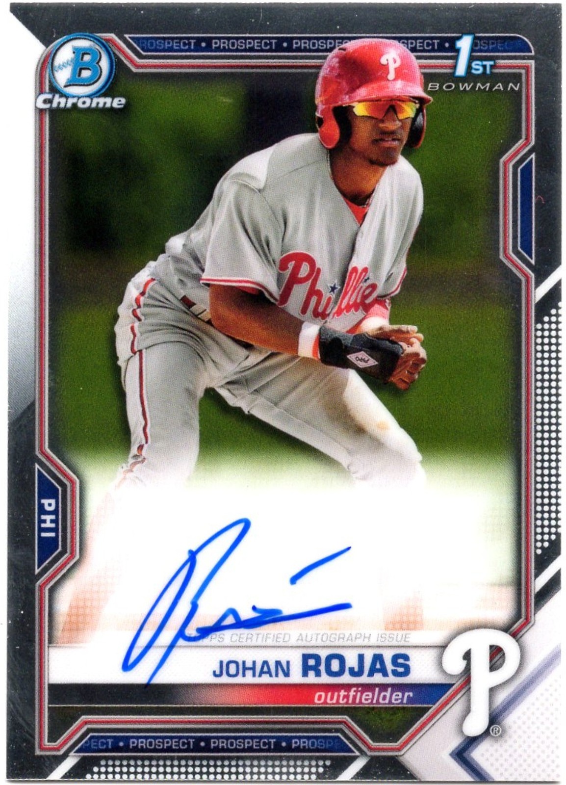 2021 Bowman Baseball Johan Rojas Chrome Auto #CPA-JR 1st Prospect Phillies