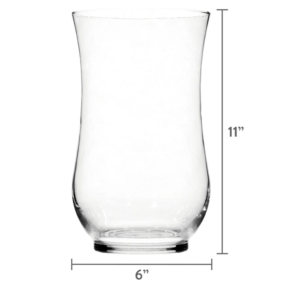 Curved Glass Hurricane Candle Holder 11 Inch Clear Pillar Candle Vase for Home