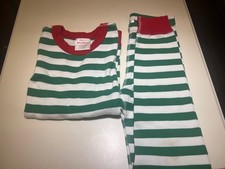 Hanna Andersson Organic Cotton Pajamas 130 8 Red White Stripe Christmas Holiday