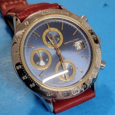 Hamilton orologio uomo automatico cronografo data quadrante blu Ref:9065
