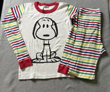 Hanna Andersson x Peanuts Pajama Set Boys Size 12 150cm Snoopy Striped Long