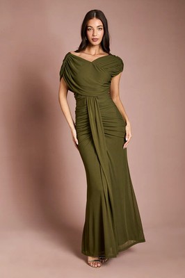 Coast Khaki Maxikleid Damen Schwarz Bindekleider