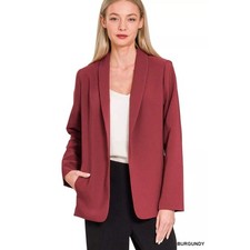 Zenana Woven Long Sleeve Blazer With Lining