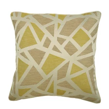 Mustard Yellow Designer Throw Pillow Cover, 16"x16" Silk Cushion-Tangled Trellis