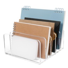 Acrylic Organizer File Holder for Desk, 5 Compartments Clear Desk Organizer D...