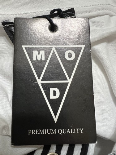 CAMICIA MOD UOMO TAGLIA M BIANCA STILE RETRÒ VINTAGE NERA BOTTONI E RIGHE ACCENTO - Foto 7 di 9