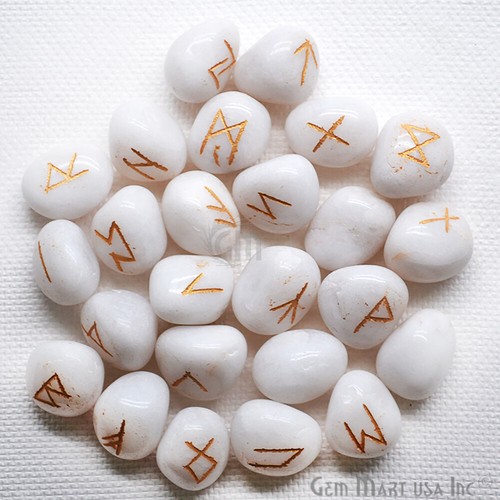 Natural Rune Set Reiki Healing Crystals Spiritual Symbols Rocks Engraved Stones - Picture 16 of 34