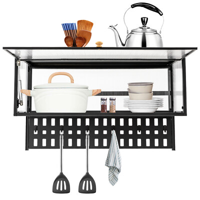 Wall-mounted Cabinet Kitchen Flip-Up Door Cabinet Shelf Storage Organizer 55lbs