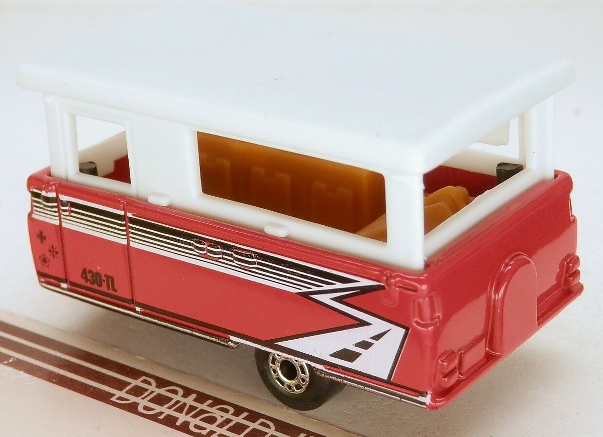 Matchbox Pop Up Camper Red&White w/Roadway Stripe Pull-Behind