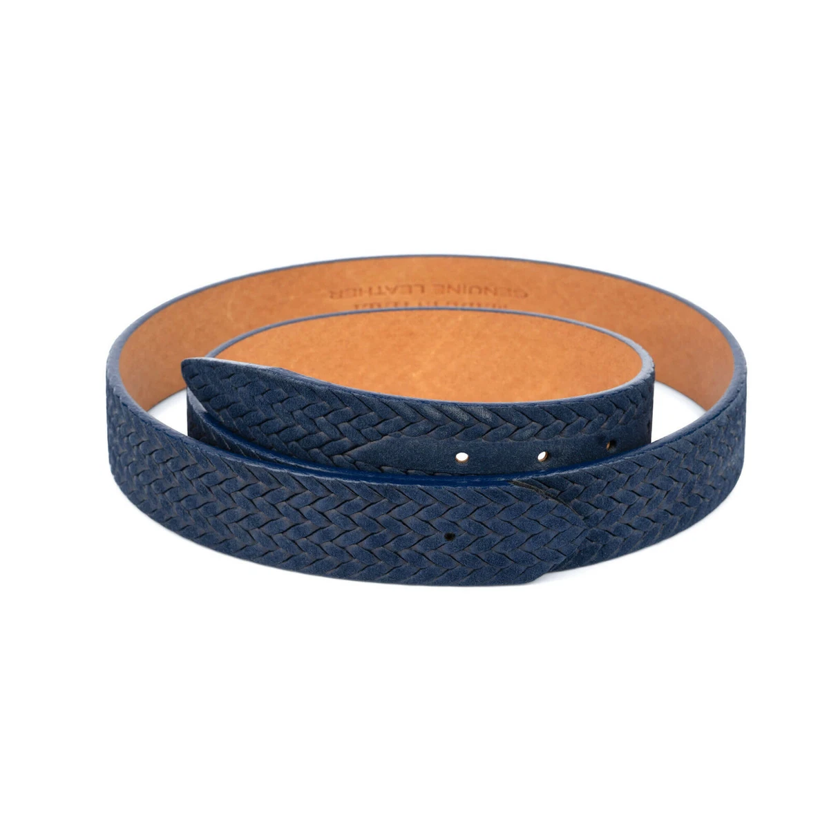 Blue Suede Belt Strap For Louis Vuitton Buckles 35 Mm Woven Embossed Womens  Mens