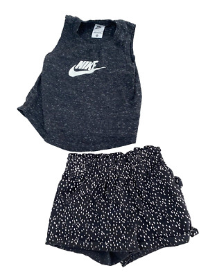 NIKE H&M GIRL ACTIVEWEAR TANK TOP SHORTS BOTTOM BLACK SIZE 4-5