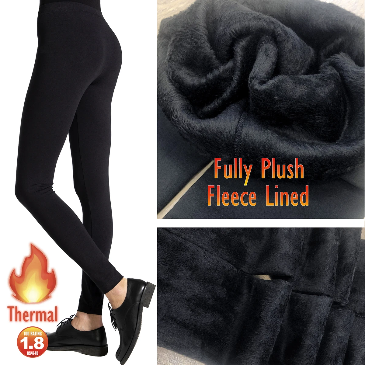 Ladies Thermal Fleece Leggings Heavy 1.8 Tog Soft Womens Winter