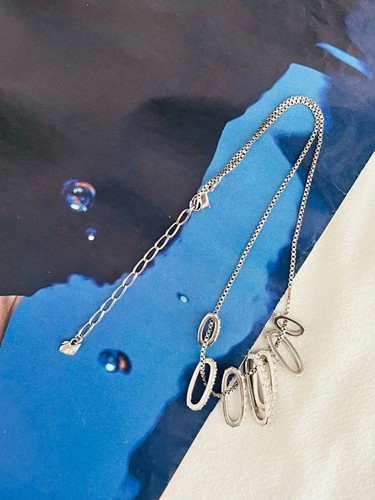 Swarovski Seven Interchangeable Hoops Glitter Clear Crystals Versatile, Necklace - Picture 4 of 13