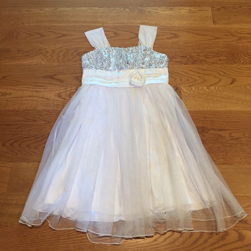MY MICHELLE White Tank Top Sparkle Tulle Flower Girl Fancy Party Dress Size 12