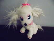 Barbie 9" Plush White Puppy Dog Pink Bow Collar Blue Eyes GUC