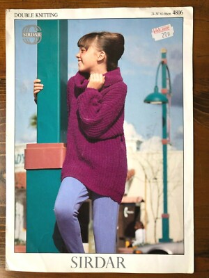 Sirdar 4806 knitting pattern girl's boucle DK long ribbed sweater with