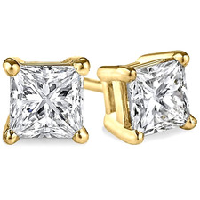 .25 ct. White Sapphire Child Princess Studs - Yellow Gold plated 925 Silver