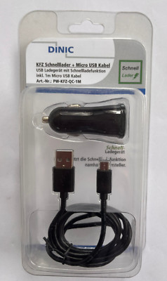 DINIC KFZ Schnelllader+Micro USB Kabel, 1m, ArtNr: PW-KFZ-QC-1M 208854/5