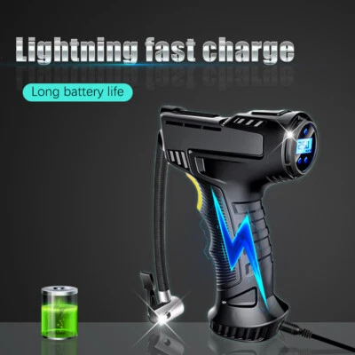 AMPRIME Kabellos LCD Akku Elektrische Luftpumpe Auto Reifen Druckluft Fahrrad Kompressor